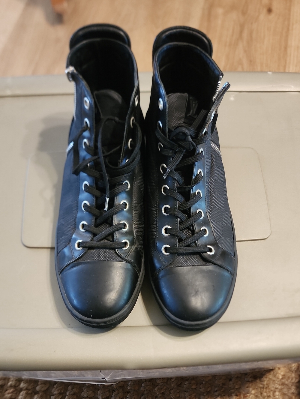 Louis Vuitton Black High-Top Lace-Up Sneakers